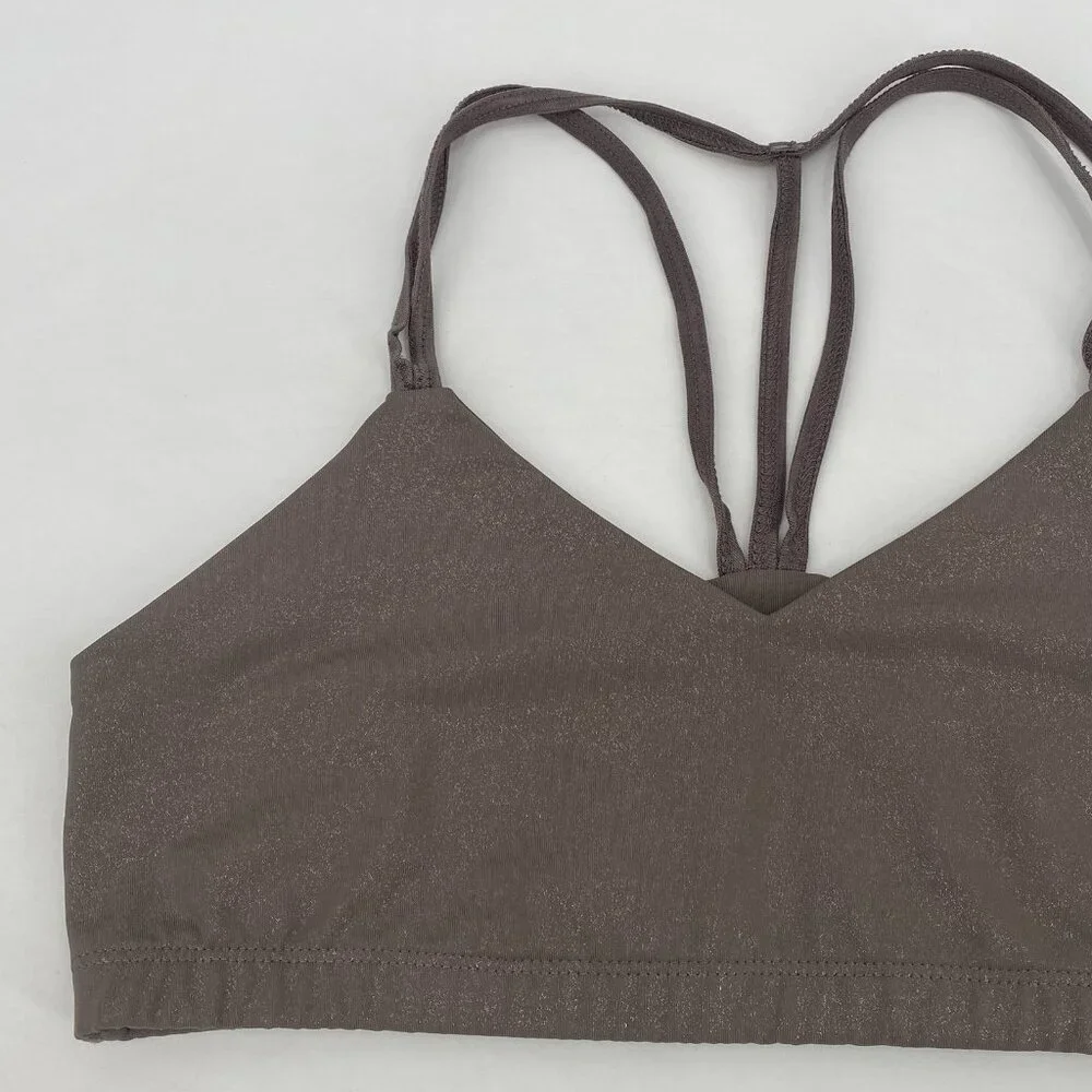 BEYOND YOGA Size Large Twinkle Bra Strappy Racerback in Mocha Brown - Picture 4 of 10